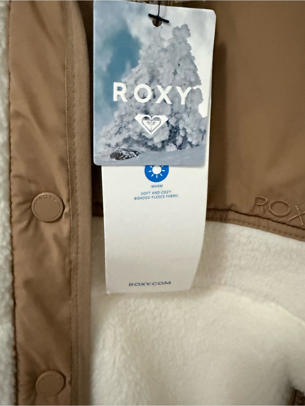 Roxy Cream Jacket with Tan Accents - Picture 3 of 4
